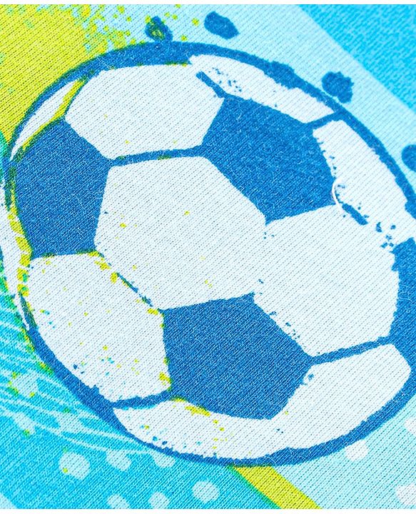 Babyhug Single Jersey Knit Half Sleeves Night Suit Soccer Ball Print - Blue