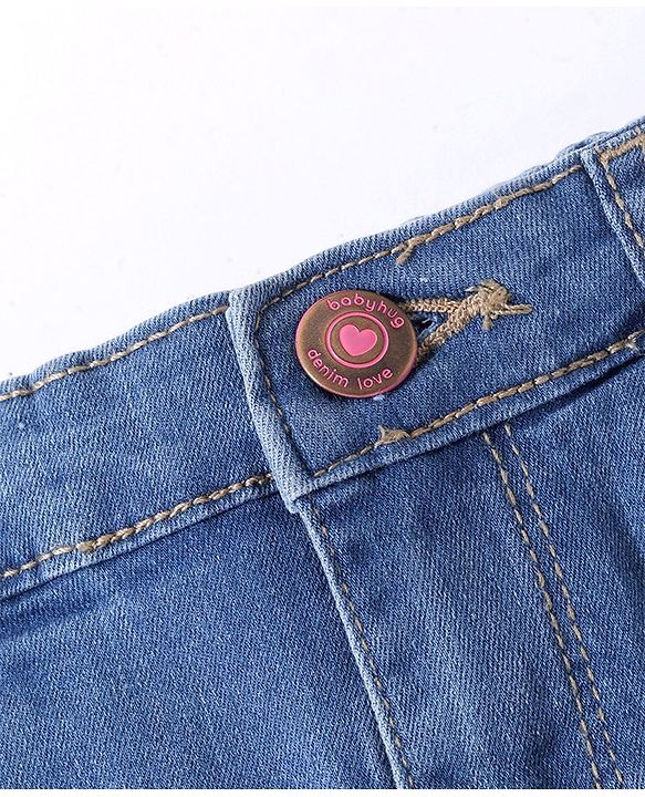 Babybug Denim Mid Thigh With Stretch Washed Skirts Text Embroidery - Blue