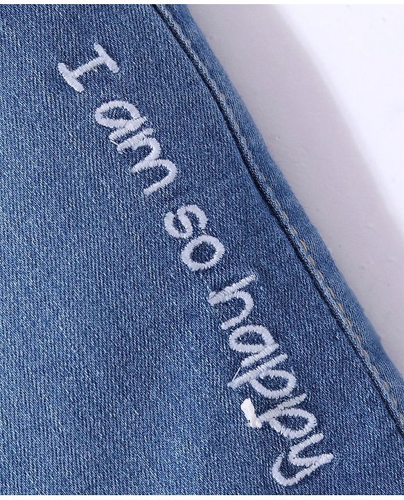 Babybug Denim Mid Thigh With Stretch Washed Skirts Text Embroidery - Blue