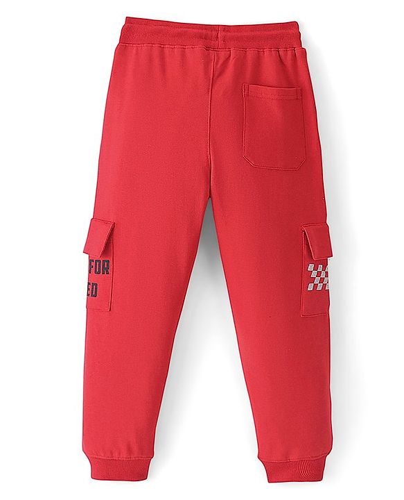 Pine Kids Looper Knit Full Length Lounge Pant Text Print - Red
