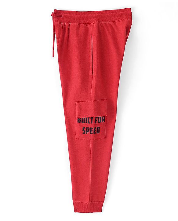 Pine Kids Looper Knit Full Length Lounge Pant Text Print - Red