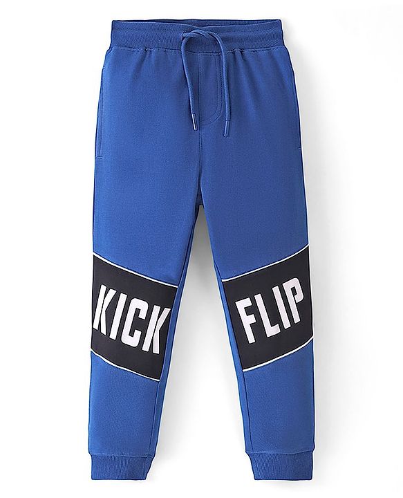 Pine Kids Looper Knit Full Length Lounge Pant Text Print - Blue