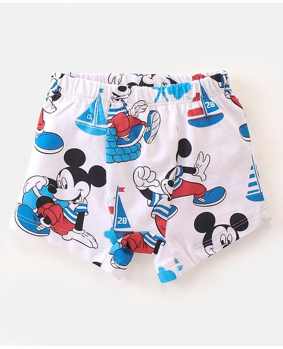 Babyhug Disney Single Jersey Knit Briefs With Mickey Mouse Graphics Pack Of 3 - Red Blue & White