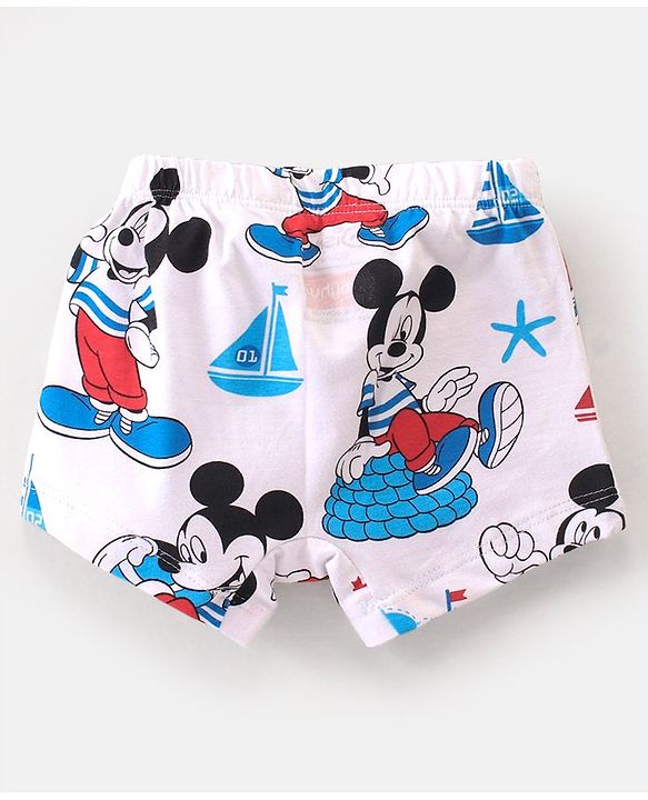 Babyhug Disney Single Jersey Knit Briefs With Mickey Mouse Graphics Pack Of 3 - Red Blue & White