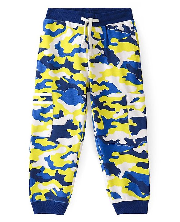 Pine Kids Looper Knit Full Length Lounge Pant with Camouflage Print - Multicolour