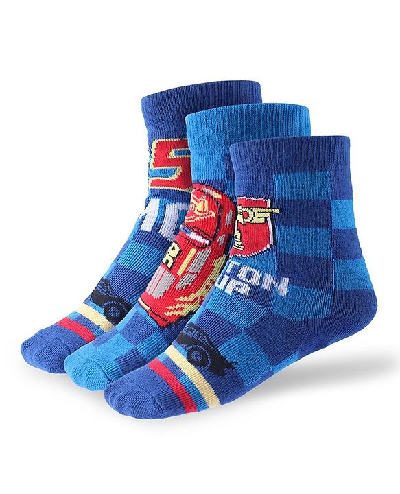 Cute Walk by Babyhug Disney Anti Bacterial Ankle Length Socks with Cars Graphics Pack of 3 - Multicolour