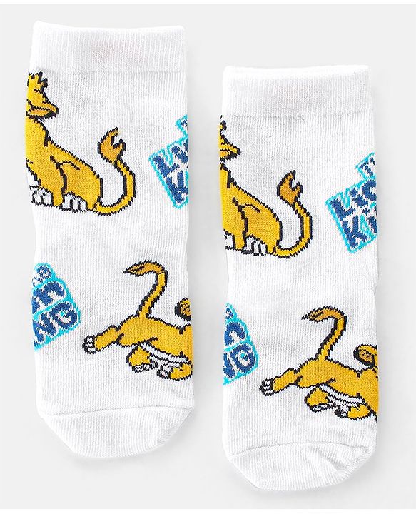 Cute Walk by Babyhug Disney Non Terry Anti-bacterial Ankle Length Socks Lion King Graphics Pack of 3 - Multicolour
