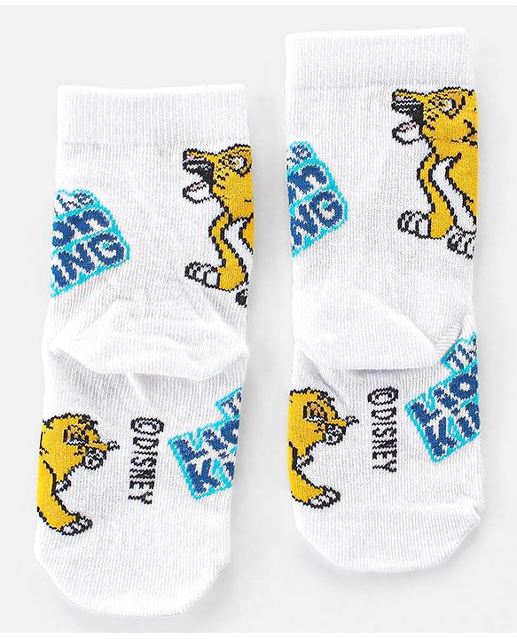 Cute Walk by Babyhug Disney Non Terry Anti-bacterial Ankle Length Socks Lion King Graphics Pack of 3 - Multicolour