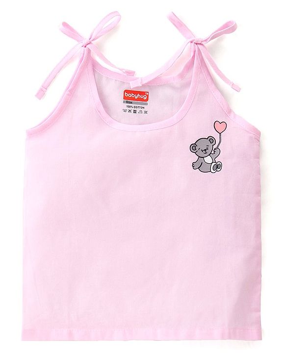 Babyhug 100% Cotton Woven Sleeveless Tie Knot Jhabla Heart Print  Pack of 3 - Multicolour