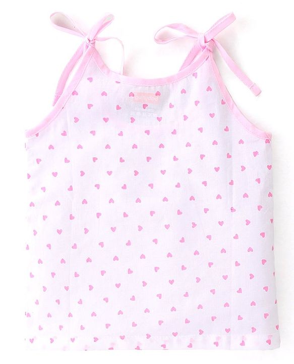 Babyhug 100% Cotton Woven Sleeveless Tie Knot Jhabla Heart Print  Pack of 3 - Multicolour