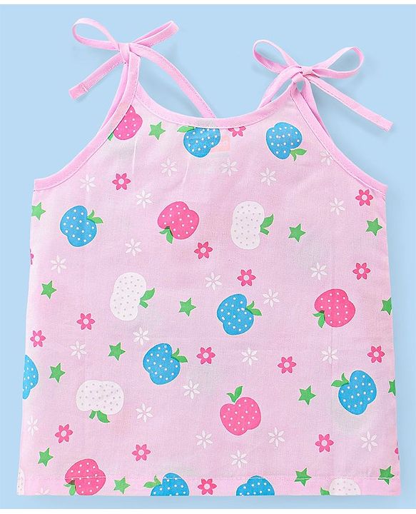 Babyhug 100% Cotton Tie Knot Jhablas With Apple Print Pack Of 5 - Pink