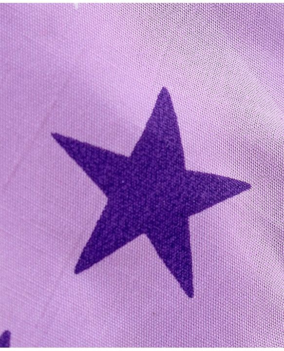 Babyhug Cotton Poplin Woven Half Sleeves Night Suit Star Print - Lavender