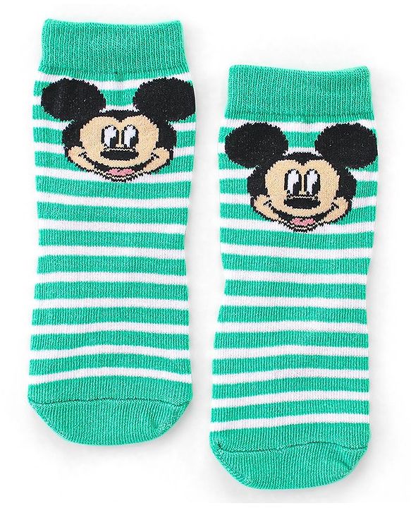 Cute Walk by Babyhug Disney Non Terry Ankle Length Anti-bacterial Socks Mickey Mouse Family Graphics Pack of 3 - Multicolour