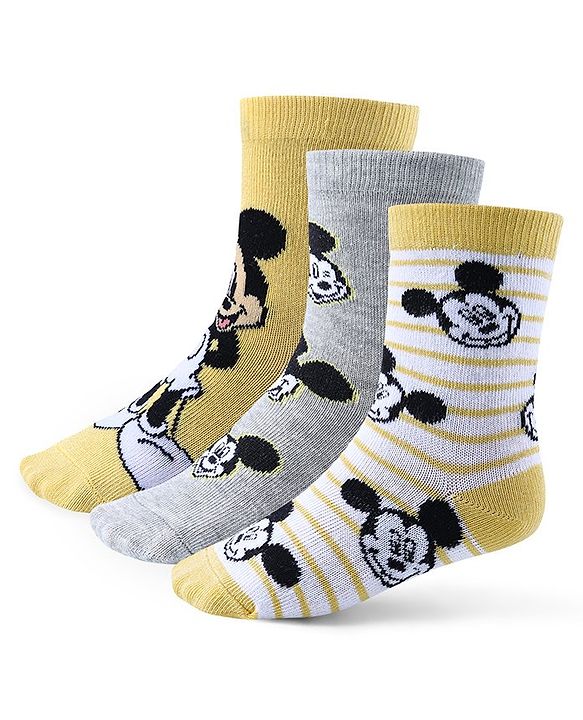 Cute Walk by Babyhug Non Terry Anti Bacterial Ankle Length Socks Mickey Mouse Family Design Pack of 3 - Multicolour