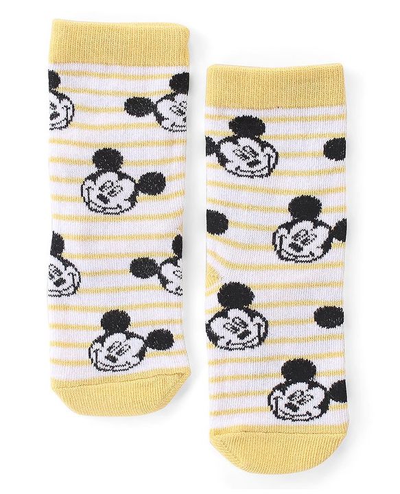 Cute Walk by Babyhug Non Terry Anti Bacterial Ankle Length Socks Mickey Mouse Family Design Pack of 3 - Multicolour