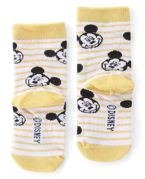 Cute Walk by Babyhug Non Terry Anti Bacterial Ankle Length Socks Mickey Mouse Family Design Pack of 3 - Multicolour