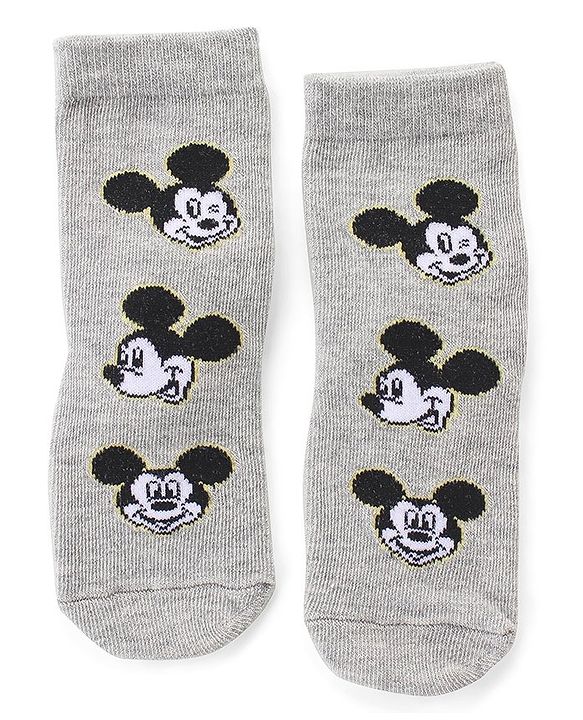 Cute Walk by Babyhug Non Terry Anti Bacterial Ankle Length Socks Mickey Mouse Family Design Pack of 3 - Multicolour