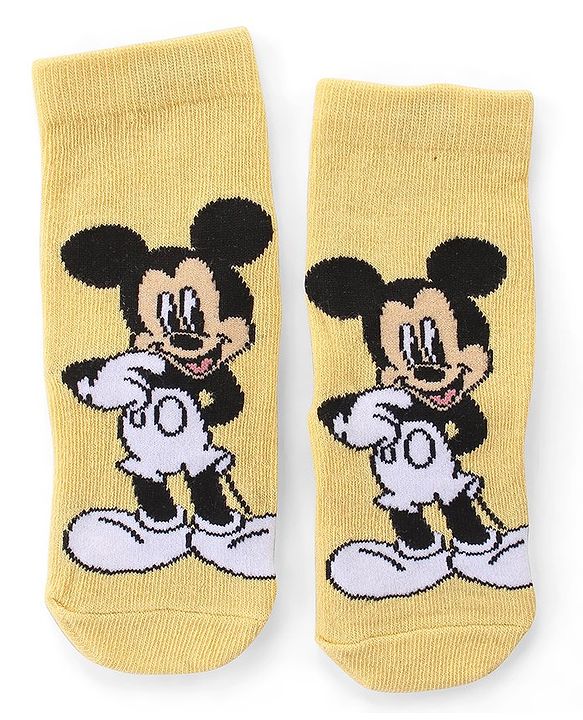 Cute Walk by Babyhug Non Terry Anti Bacterial Ankle Length Socks Mickey Mouse Family Design Pack of 3 - Multicolour
