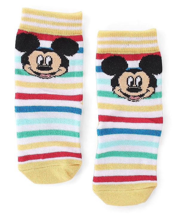 Cute Walk by Babyhug Non Terry Anti Bacterial Ankle Length Socks Mickey Mouse Family Graphics Pack of 3 - Multicolour