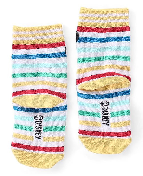Cute Walk by Babyhug Non Terry Anti Bacterial Ankle Length Socks Mickey Mouse Family Graphics Pack of 3 - Multicolour