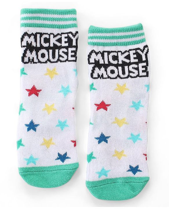 Cute Walk by Babyhug Non Terry Anti Bacterial Ankle Length Socks Mickey Mouse Family Graphics Pack of 3 - Multicolour