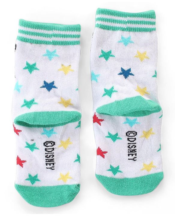 Cute Walk by Babyhug Non Terry Anti Bacterial Ankle Length Socks Mickey Mouse Family Graphics Pack of 3 - Multicolour