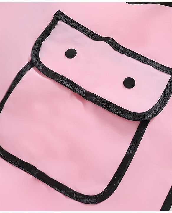Pine Kids Full Sleeves Hooded Raincoat Text Print - Pink