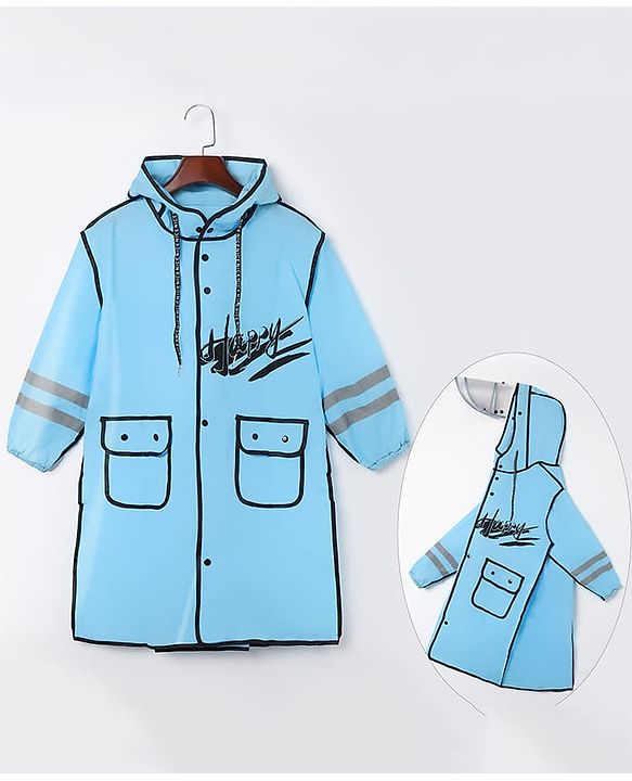 Pine Kids Full Sleeves Hooded Raincoat Text Print - Pink