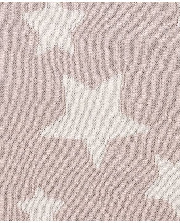 Babyhug Premium Knitted Cotton All Season Blanket Star Print - Beige White