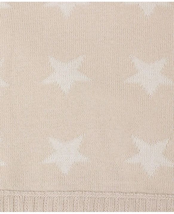 Babyhug Premium Knitted Cotton All Season Blanket Star Print - Beige White