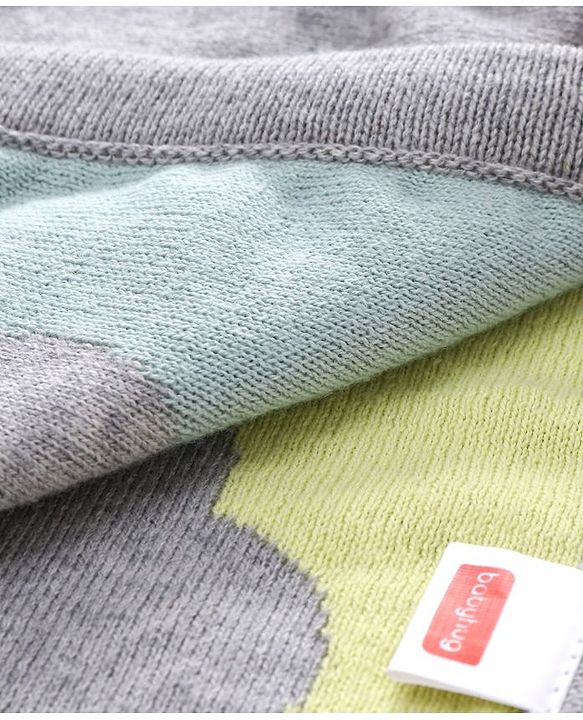Babyhug Premium Knitted Cotton All Season Blanket Cloud Print - Grey Multicolour