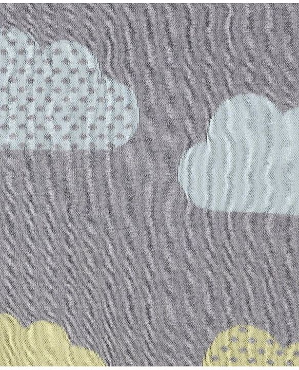 Babyhug Premium Knitted Cotton All Season Blanket Cloud Print - Grey Multicolour
