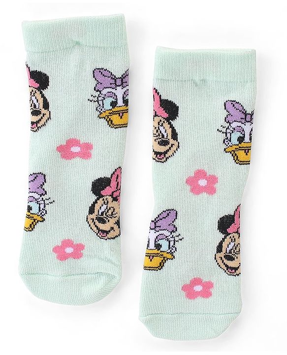 Cute Walk by Babyhug Non Terry Anti Bacterial Ankle Length Socks Disney Minnie Mouse Family Graphics Pack of 3 - Multicolour