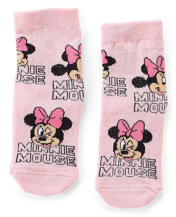 Cute Walk by Babyhug Non Terry Anti Bacterial Ankle Length Socks Disney Minnie Mouse Family Graphics Pack of 3 - Multicolour