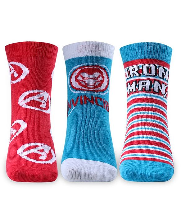 Cute Walk by Babyhug Non Terry Anti Bacterial Ankle Length Socks Marvel Avengers Graphics Pack of 3 - Multicolour