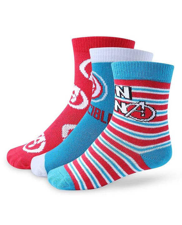 Cute Walk by Babyhug Non Terry Anti Bacterial Ankle Length Socks Marvel Avengers Graphics Pack of 3 - Multicolour
