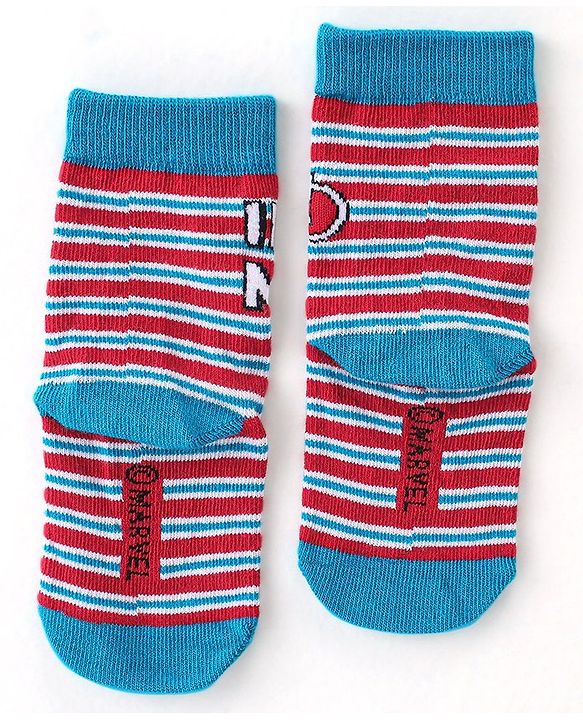 Cute Walk by Babyhug Non Terry Anti Bacterial Ankle Length Socks Marvel Avengers Graphics Pack of 3 - Multicolour