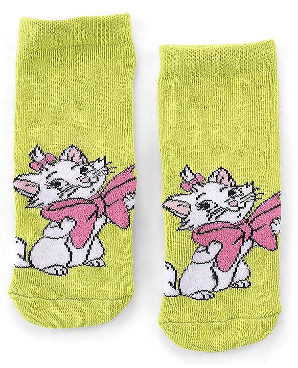 Cute Walk by Babyhug Disney  Cotton Blend Knit  Anti-Bacterial   Ankle Length Socks Aristocats Marie Graphics Pack of 3 - Multicolour