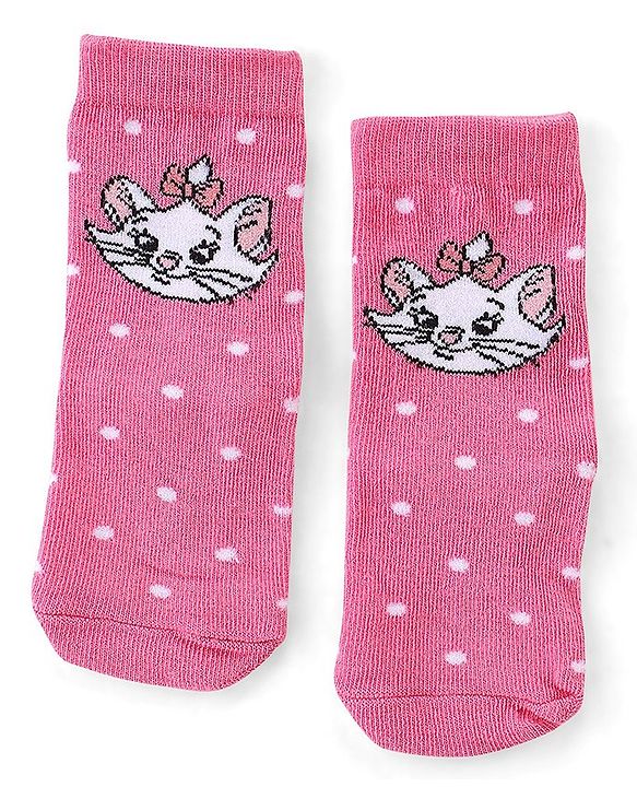 Cute Walk by Babyhug Disney  Cotton Blend Knit  Anti-Bacterial   Ankle Length Socks Aristocats Marie Graphics Pack of 3 - Multicolour