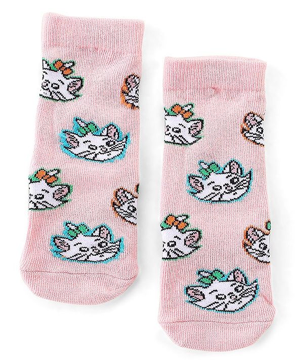 Cute Walk by Babyhug Disney  Cotton Blend Knit  Anti-Bacterial   Ankle Length Socks Aristocats Marie Graphics Pack of 3 - Multicolour