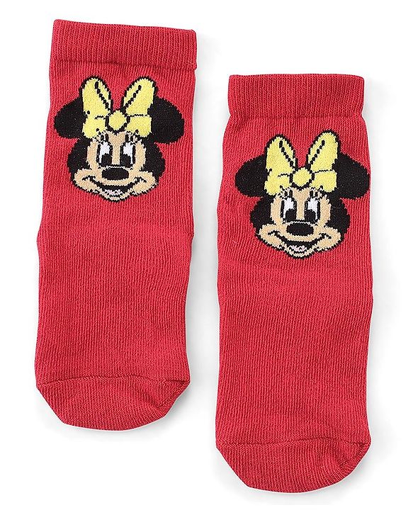 Cute Walk by Babyhug Disney   Cotton Blend Knit  Anti-Bacterial Ankle Length Socks Minnie Mouse Family Graphics Pack of 3 - Multicolour