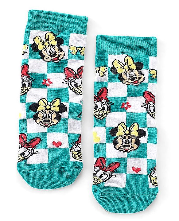 Cute Walk by Babyhug Disney   Cotton Blend Knit  Anti-Bacterial Ankle Length Socks Minnie Mouse Family Graphics Pack of 3 - Multicolour