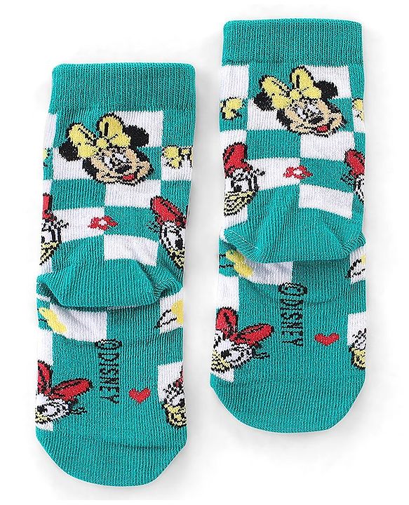 Cute Walk by Babyhug Disney   Cotton Blend Knit  Anti-Bacterial Ankle Length Socks Minnie Mouse Family Graphics Pack of 3 - Multicolour