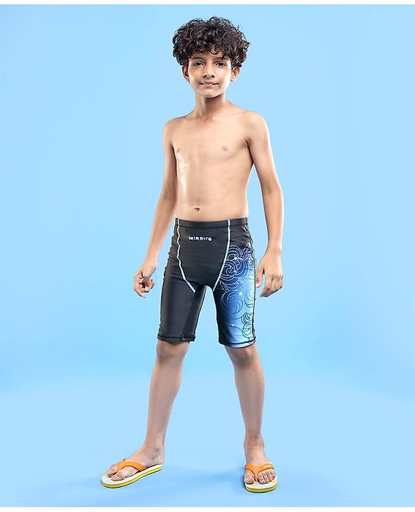 Pine Active Swimming Trunk with Star & Text Print - Blue