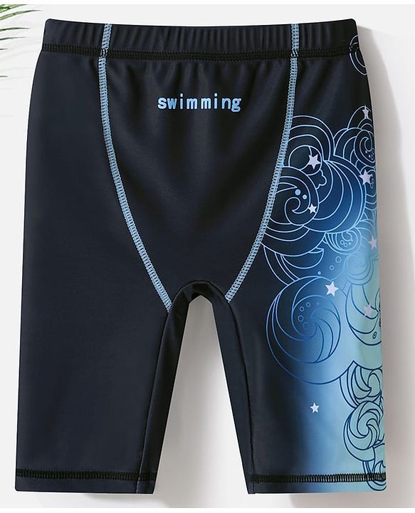 Pine Active Swimming Trunk with Star & Text Print - Blue