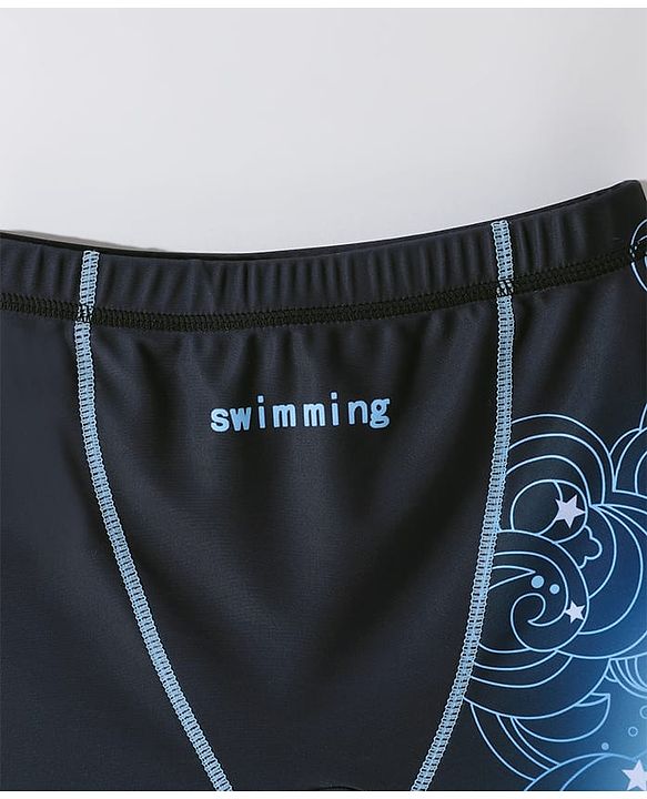 Pine Active Swimming Trunk with Star & Text Print - Blue