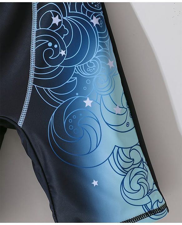 Pine Active Swimming Trunk with Star & Text Print - Blue