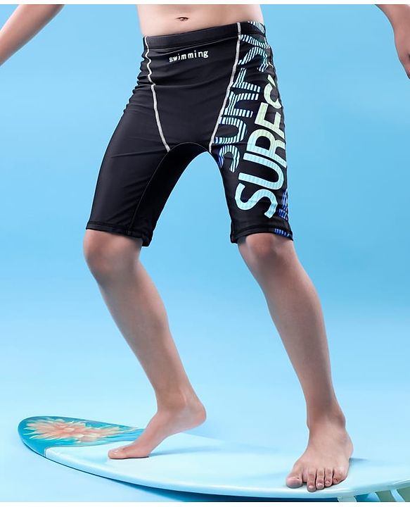 Pine Active  Swimming Trunk with Text Print - Black
