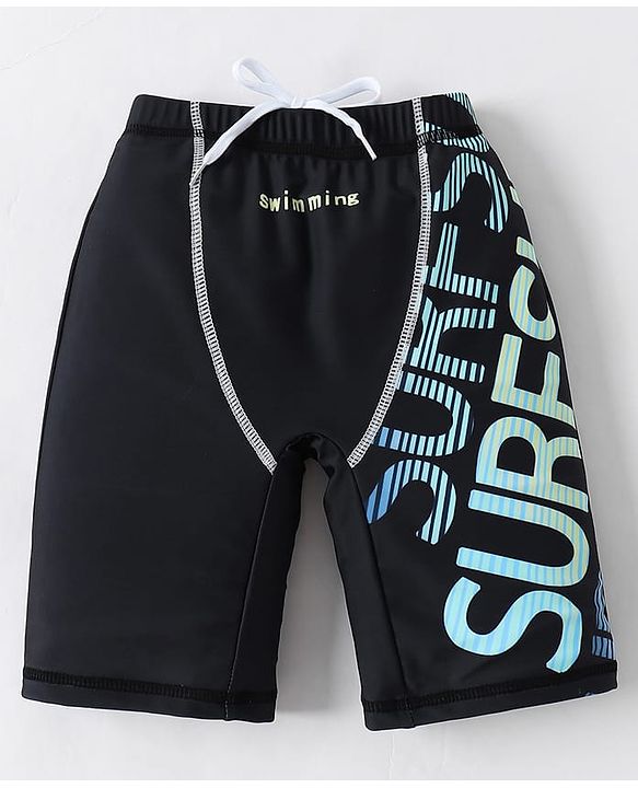 Pine Active  Swimming Trunk with Text Print - Black
