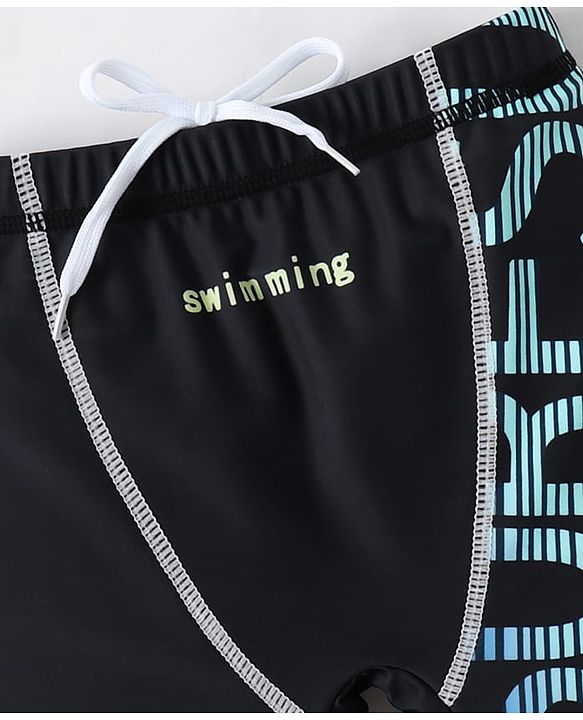 Pine Active  Swimming Trunk with Text Print - Black